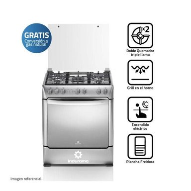 COCINA GAS INDURAMA FIRENZE ZAFIRO 30' CROMA 5 HORNILLAS - 1