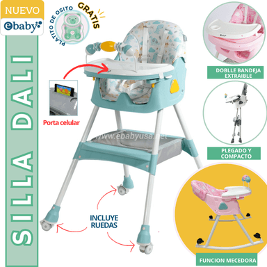 SILLA COMER EBABY DALI VERDE RECLINABLE + PLATITO GRATIS - 1