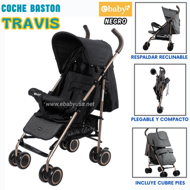 COCHE DE PASEO BASTON RECLINABLE NEGRO EBABY