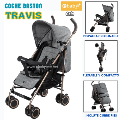 COCHE DE PASEO BASTON RECLINABLE TRAVIS GRIS