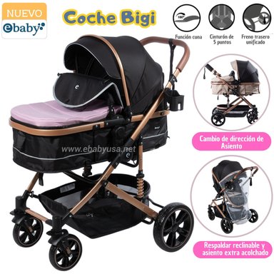 COCHE MOISÉS DE LUJO BIGI ROSADO CON TULL EBABY