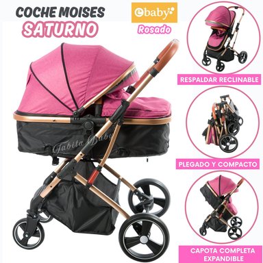 COCHE CUNA MOISÉS SATURNO ROSADO - EBABY