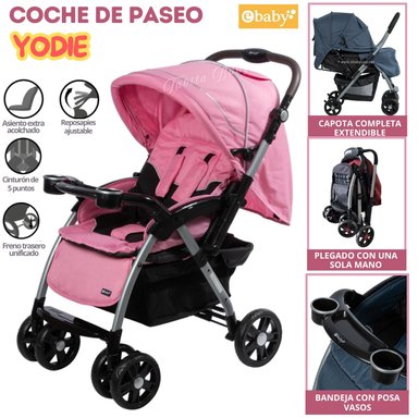COCHE CUNA PARA BEBE CON BANDEJA YODI ROSADO