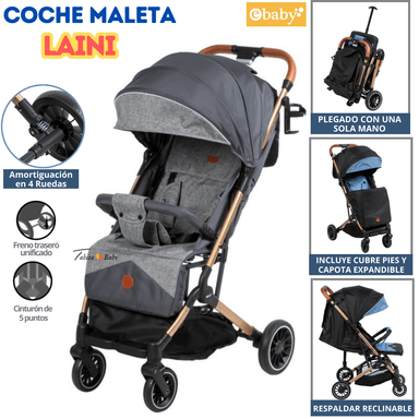 COCHE MALETA PLEGABLE LAINI GRIS