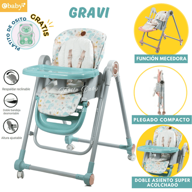 SILLA DE COMER PLEGABLE CON MECEDORA GRAVI ROSADO