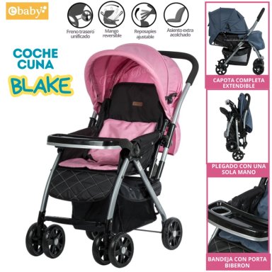 COCHE CUNA PARA BEBE BLAKE ROSADO