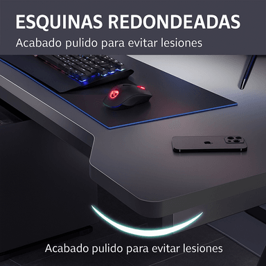 ESCRITORIO GAMER NEGRO DISEÑO ERGONÓMICO OFICINA - 4