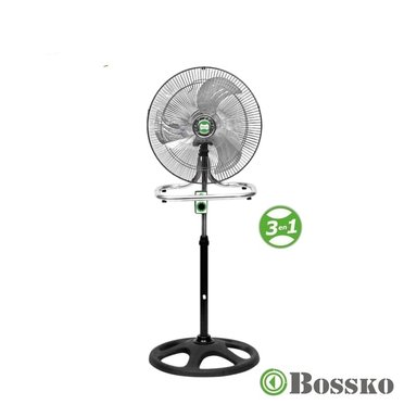 VENTILADOR DE PIE BOSSKO BK-8218VI 2024 200 WATTS 3 ASPAS MOTOR NEGRO