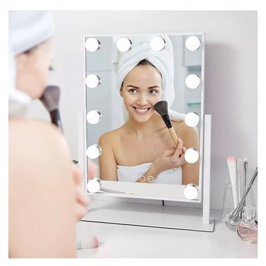 ESPEJO DE MAQUILLAJE CON LUCES LED DE 41X30 CM BLANCO - 2