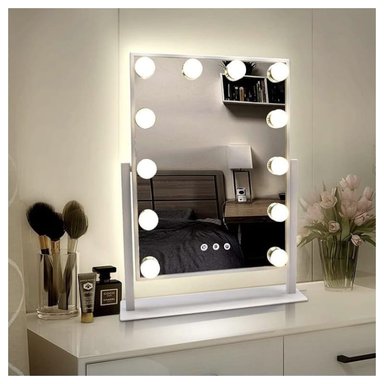 ESPEJO DE MAQUILLAJE CON LUCES LED DE 41X30 CM BLANCO - 3
