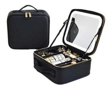 MALETA PARA COSMÉTICOS IMPERMEABLE CON ESPEJO LUZ LED