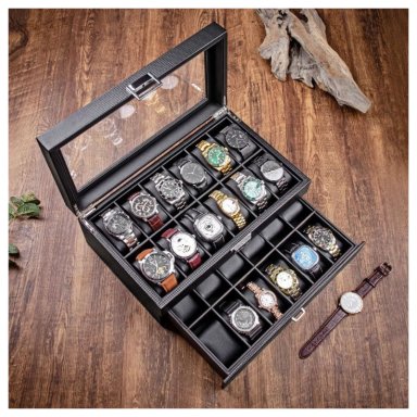 ORGANIZADOR DE RELOJ PREMIUM PARA 24 UNIDADES - FIBRA DE CARBONO