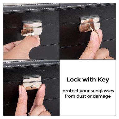 ORGANIZADOR PARA LENTES O GAFAS DE 18 COMPARTIMENTOS DE CUERO PU Y TERCIOPELO 3 NIVELES ELEGANTE - 7
