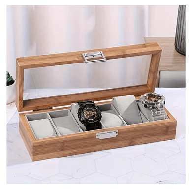 PORTA RELOJ DE 6 COMPARTIMIENTOS DE MADERA - 2