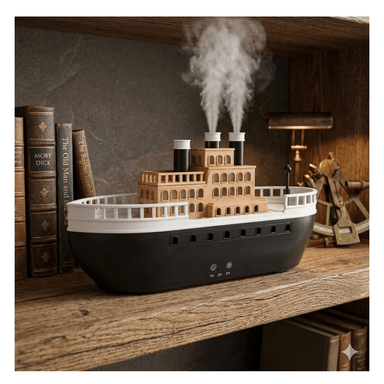 HUMIDIFICADOR Y DIFUSOR DE AROMAS DISEÑO BARCO DE VAPOR CLÁSICO - TEMPORIZADOR - 1
