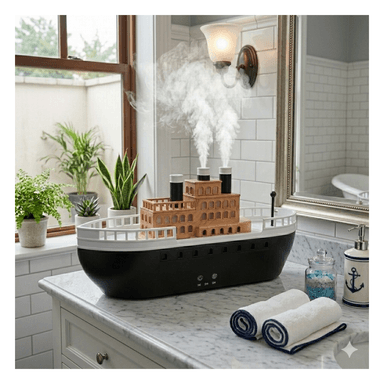 HUMIDIFICADOR Y DIFUSOR DE AROMAS DISEÑO BARCO DE VAPOR CLÁSICO - TEMPORIZADOR - 2