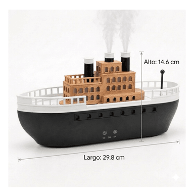 HUMIDIFICADOR Y DIFUSOR DE AROMAS DISEÑO BARCO DE VAPOR CLÁSICO - TEMPORIZADOR - 7