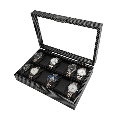 ORGANIZADOR DE RELOJES PREMIUM 12 COMPARTIMIENTOS - FIBRA DE CARBONO - 1