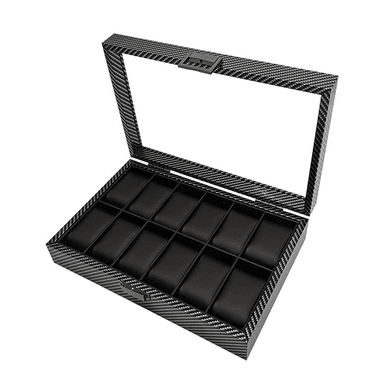 ORGANIZADOR DE RELOJES PREMIUM 12 COMPARTIMIENTOS - FIBRA DE CARBONO - 2