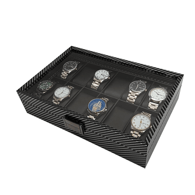 ORGANIZADOR DE RELOJES PREMIUM 12 COMPARTIMIENTOS - FIBRA DE CARBONO - 3