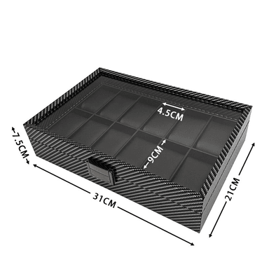ORGANIZADOR DE RELOJES PREMIUM 12 COMPARTIMIENTOS - FIBRA DE CARBONO - 5