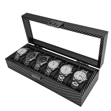 ORGANIZADOR DE RELOJES PREMIUM 6 COMPARTIMIENTOS - FIBRA DE CARBONO - 1