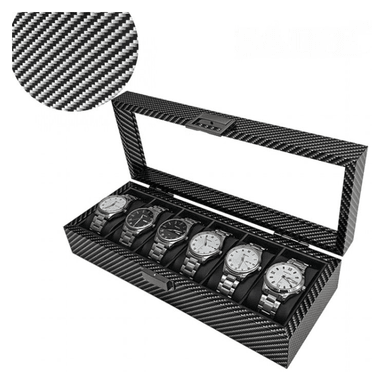 ORGANIZADOR DE RELOJES PREMIUM 6 COMPARTIMIENTOS - FIBRA DE CARBONO - 5