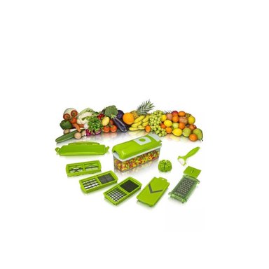 RALLADOR CASABELLA VERDE PICADOR CORTADOR FRUTAS VERDURAS ALIMENTOS MULTIUSOS 12 EN 1