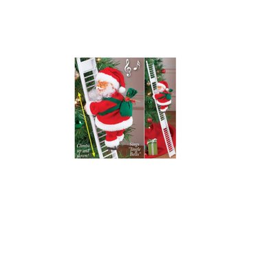 ADORNO NAVIDEÑO PAPA NOEL ROJO MUÑECO CON ESCALERA - 3