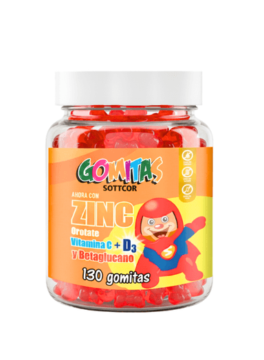 GOMITAS NIÑOS ZINC OROTATE 130 UD. - SOTTCOR