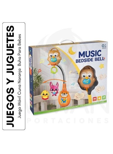 JUEGO MÓVIL CUNA NARANJA BUHO PARA BEBES - 1