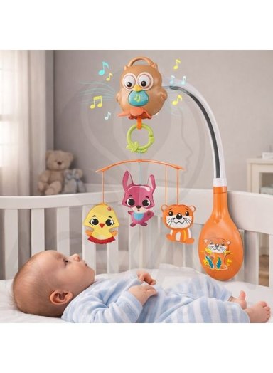 JUEGO MÓVIL CUNA NARANJA BUHO PARA BEBES - 3
