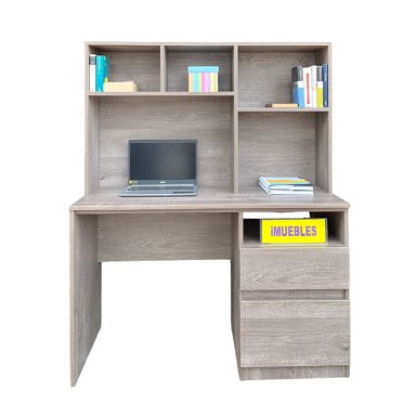 ESCRITORIO CON ESTANTE Y CAJONERA 120 CM MODELO MEV MACCHIATO - TEMEL