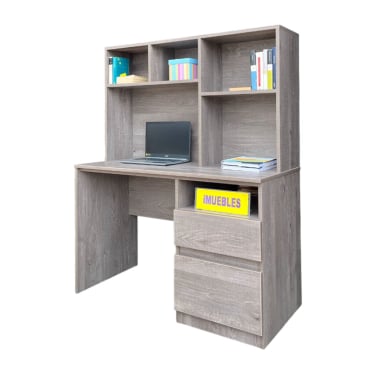 ESCRITORIO CON ESTANTE Y CAJONERA 120 CM MODELO MEV MACCHIATO - TEMEL - 2