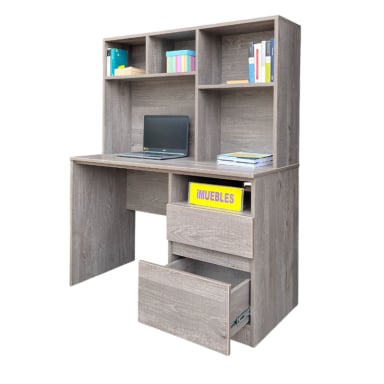 ESCRITORIO CON ESTANTE Y CAJONERA 120 CM MODELO MEV MACCHIATO - TEMEL - 4