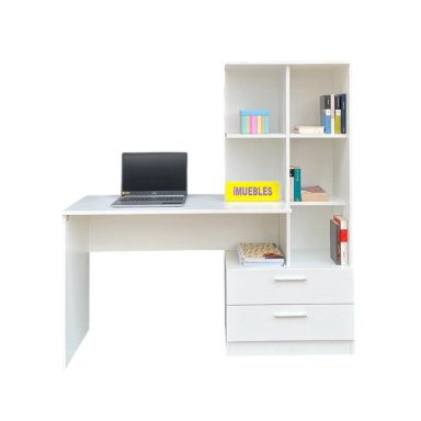 ESCRITORIO CON ESTANTE MODELO NANCY COLOR BLANCO - TEMEL