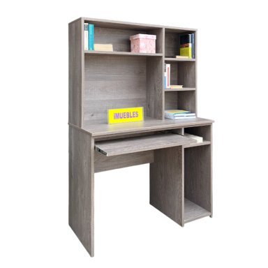 ESCRITORIO ESTANTE CON PORTA CPU Y TECLADO COLOR MACCHIATO