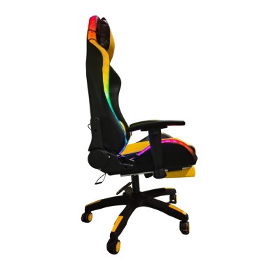 SILLA GAMER IMUEBLES AMARILLO RECLINA 180° REPOSAPIÉS Y LUCES RGB - 3