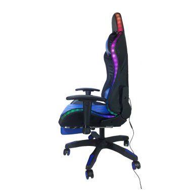 SILLA GAMER TEMEL AZUL RECLINA 180° REPOSAPIÉS Y LUCES RGB - 3
