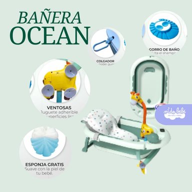 BAÑERA OCEAN CON TERMÓMETRO DIGITAL VERDE