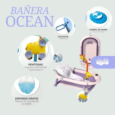 BAÑERA OCEAN CON TERMÓMETRO DIGITAL LILA