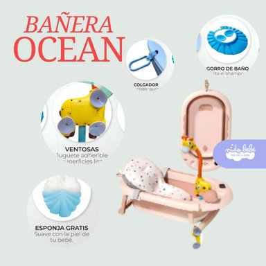 BAÑERA OCEAN CON TERMÓMETRO DIGITAL ROSADO
