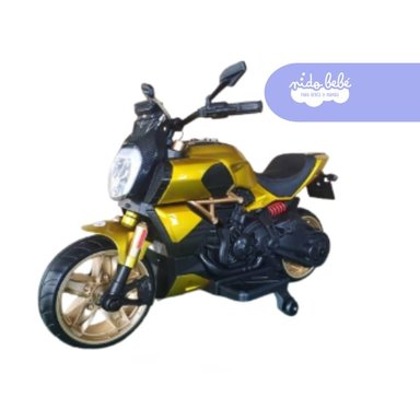MOTO A BATERIA CON LUCES AMARILLA NEGRO - 1