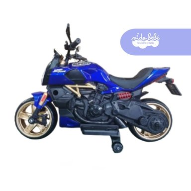 MOTO A BATERIA CON LUCES AZUL NEGRO - 1