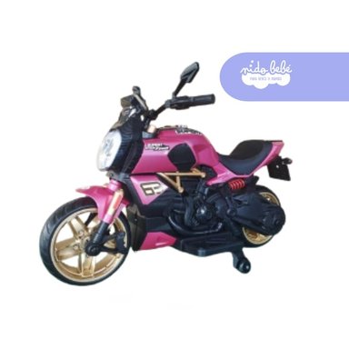MOTO A BATERIA CON LUCES ROSA  NEGRO - 1