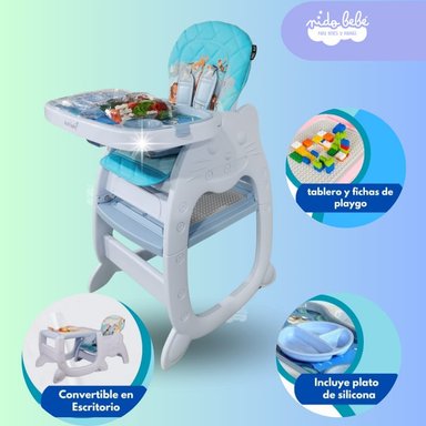 SILLA COMER GATO AZUL DE BEBÉ