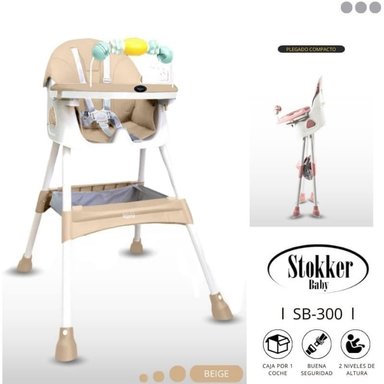 SILLA COMER LUNA BEIGE DE BEBÉ MODELO STOKKER