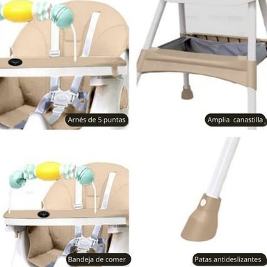 SILLA COMER LUNA BEIGE DE BEBÉ MODELO STOKKER - 2