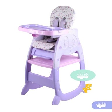 SILLA COMER GATO MORADO DE BEBÉ