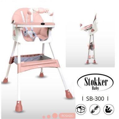 SILLA COMER LUNA STOKKER ROSADO ROSADA DE BEBÉ